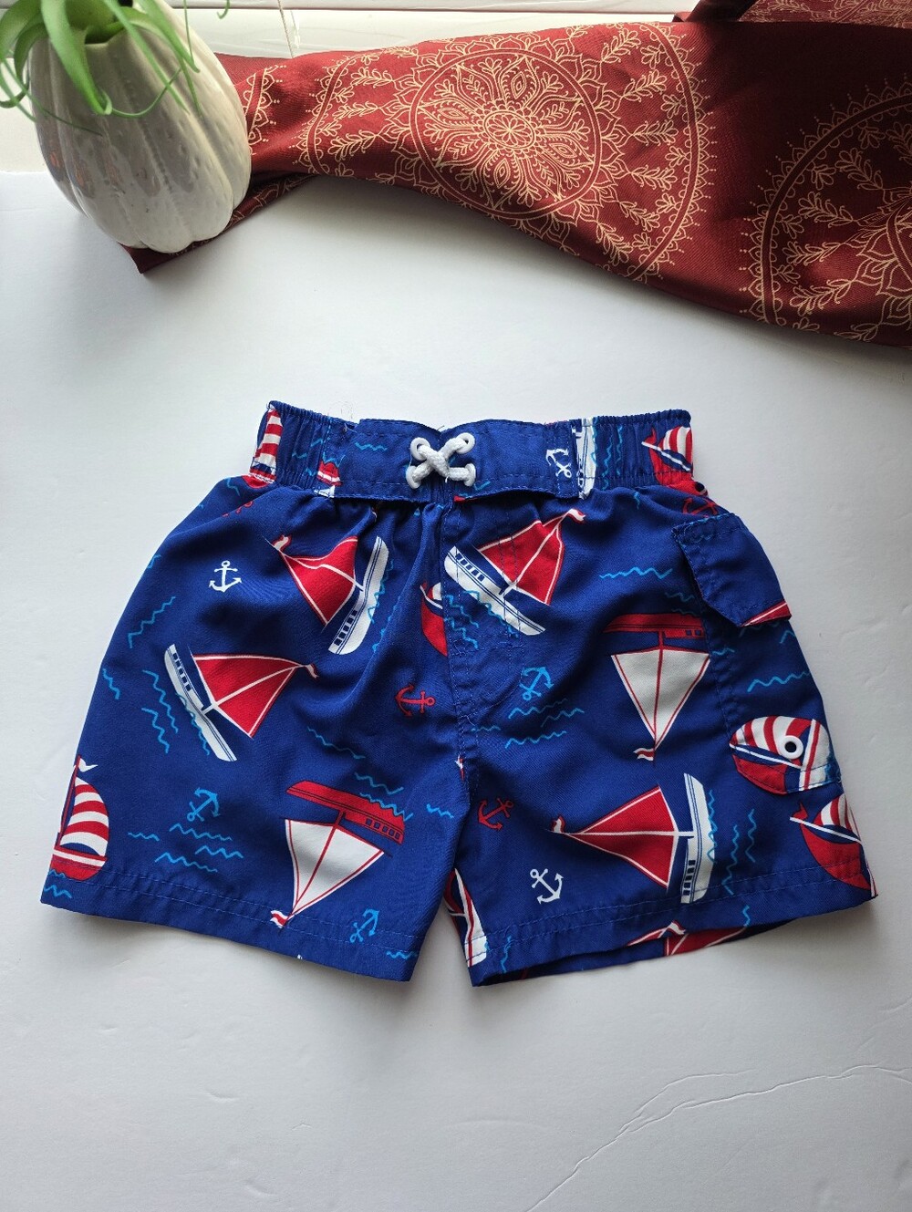Jump 'N Splash Swim Shorts Toddler Blue Sailboat Size 2T